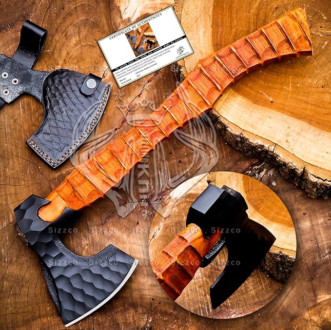 Custom Gift Forged Carbon Steel Viking Axe Bearded Axe with Ash Wood Shaft Tomahawk - Real Hatchet Best Gift