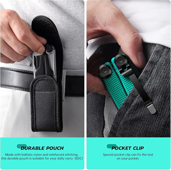 SIUPRO Multitool Pocket Knife for Men Women Tactical Multi-Tool Pliers Scissors with Clip Nylon Sheath All Safety Locking Multipurpose Camping Survival Gear Gifts Ideas