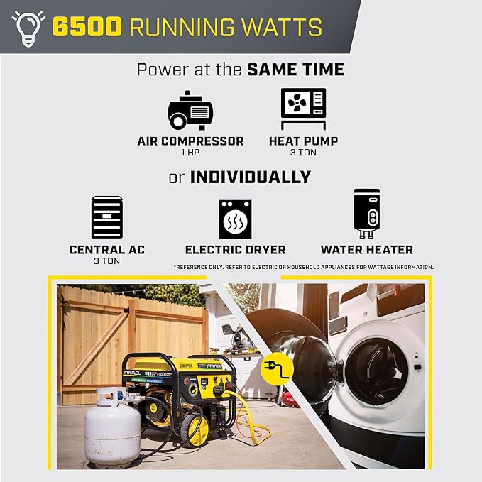 Champion Power Equipment 8125-Watt Electric Start Tri-Fuel Portable Generator with CO Shield