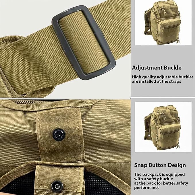 Tactical Backpack for MenMilitary Sport Bag Pack Sling Shoulder Backpack Tactical Crossbody Bag EDC Molle Assault Range Bag Chest Pack for Hiking Camping Outdoor - Khaki
