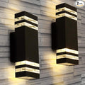 LANFU 12.8inch LED Rectangular Outdoor Light Fixture Wall Sconce Lights 12W Large Modern Exterior Light for House Patio Porch Garage Black 2700k IP65 Waterproof Outdoor Up and Down Lights 2PCS