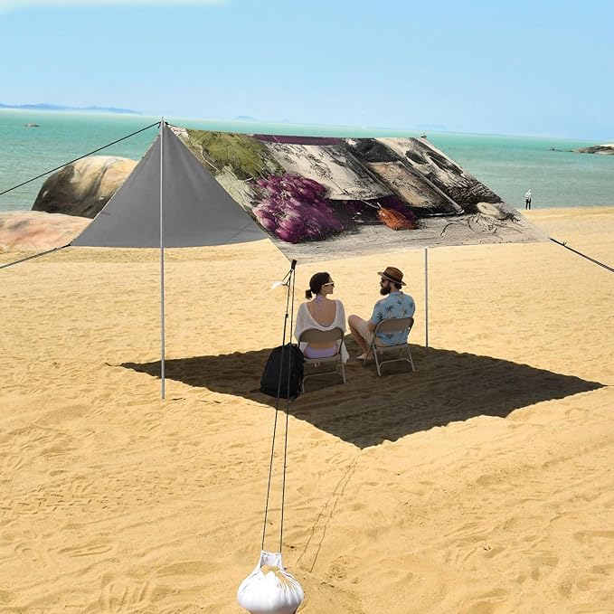 ALAZA Retro Wine Bottle Skull Beach Tent Sun Shelter Portable Canopy Sunshade for Outdoor Camping Picnics Backyard Fun 10x9 ft