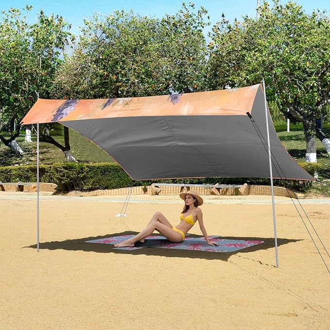 Spring Flowers Flower Bouquet Foldable Beach Tent UPF50+ Protection Waterproof Large Sun Shelter with Sand Shovel for Camping Picnics Backyard