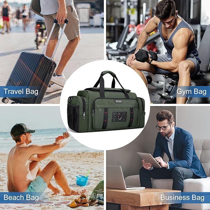 WITZMAN Duffle Bag for Men Large Overnight Carry On Weekender Bag with Shoe Compartment Sports Gym Duffle Bags for Traveling(B719 Army Green)