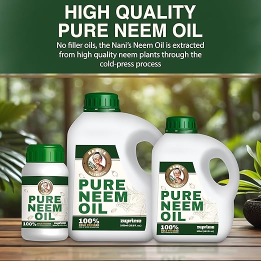 Nani's Pure Neem Oil for Plants Concentrate - Dilute for Use as Organic Neem Oil Spray for Plants Outdoor &amp Indoor Use - 100% Cold Pressed - Horticultural Enhanced Plant Health &amp Shine Need (