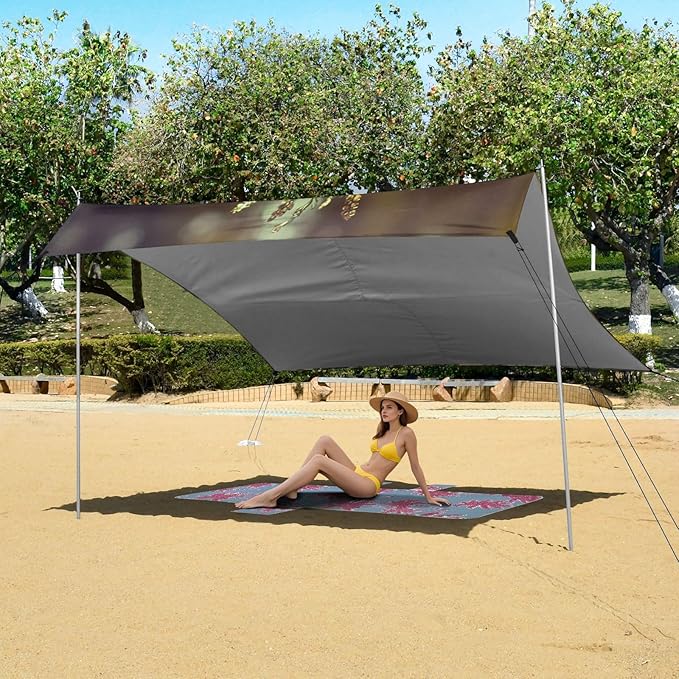 ALAZA French Bulldog Dog Dressed Up Floral Beach Tent Sun Shelter Portable Canopy Sunshade for Outdoor Camping Picnics Backyard Fun 10x9 ft