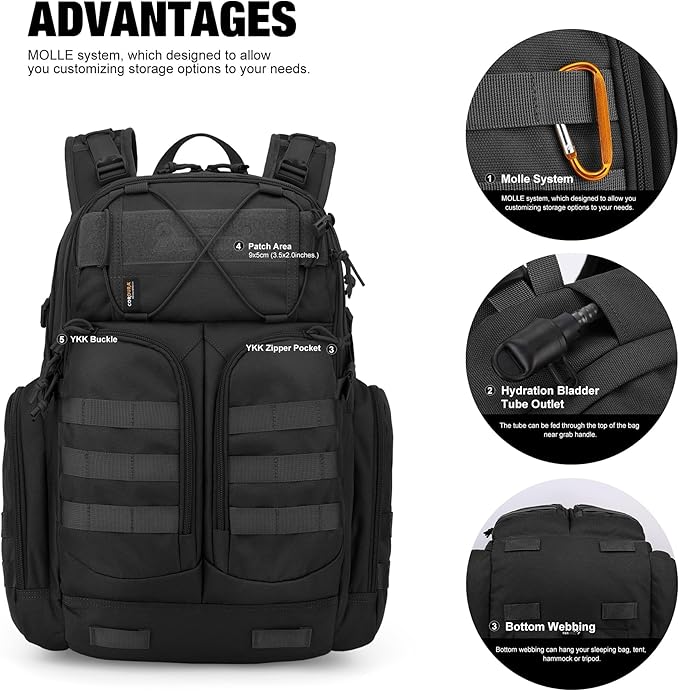 Mardingtop 40L Molle Tactical BackpackMilitary backpack for Men Cordura Backpack for HikingCampingHunting