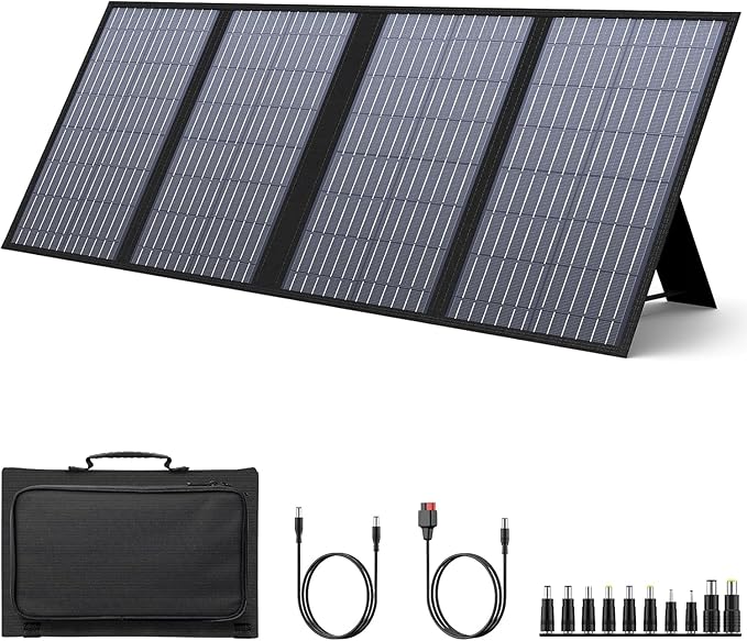 Foldable Solar Panel Charger 60W with 18V DC Output (11 Connectors) for 100W~350W Portable Power Stations Jackery/Rockpals/Flashfish/Enginstar Portable Solar Generator for Outdoor Camping Van RV Trip