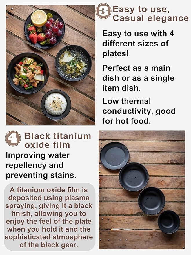CAMPINGMOON Camping Tableware Set Stainless Steel Camping Plates Bowl Stackable Outdoor Dinnerware Canvas Carry Case Camping Hiking Picnic
