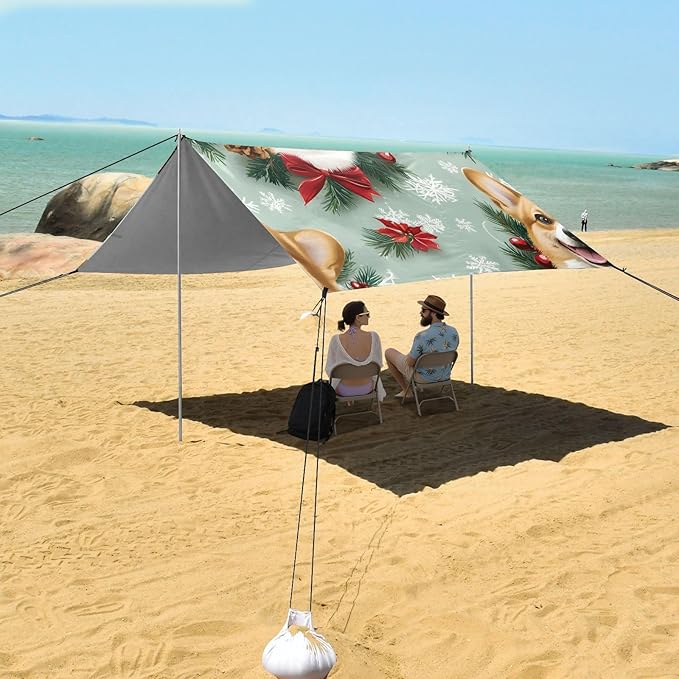 ALAZA Corgis Pattern Beach Tent Sun Shelter Portable Canopy Sunshade for Outdoor Camping Picnics Backyard Fun 10x9 ft