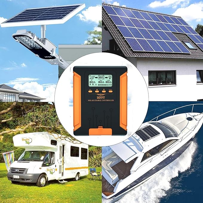 SolaMr 50A 180V MPPT Solar Charge Controller 12V/24V/36V/48V LCD Screen Solar Panel Controller for Gel Sealed Flooded and Lithium LiFePO4 (CM50A)