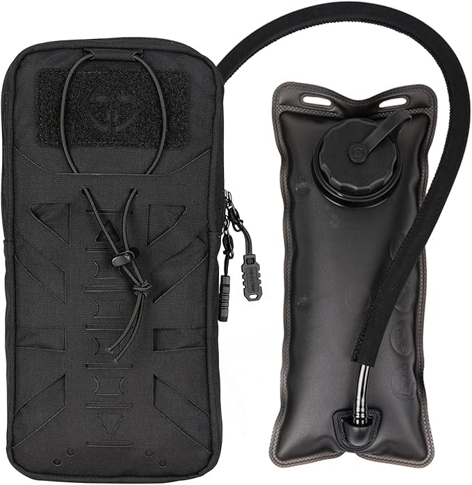 Tactical Hydration Pouch with Inner Bladder for 1L Water Bag Laser Cut MOLLE Hydration Pouch for Hiking Biking Running and Climbin 500D Nylon