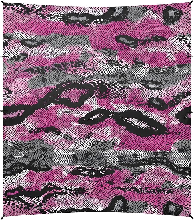 ALAZA Pink &amp Black Snake Print Beach Tent Sun Shelter UPF50+ Protection Beach Shade Canopy w/ 4 Sandbags for Outdoor Camping Fishing Backyard Fun Picnic 10x9 ft
