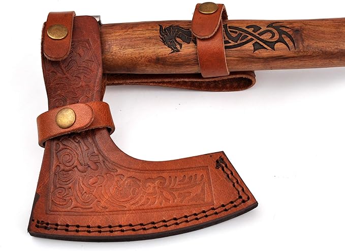 Armory Replicas - Hand Forged Viking Skeggøx Battle Axe - Medieval Replica High Carbon Tempered Steel Functional Bearded Axe w/Leather Sheath