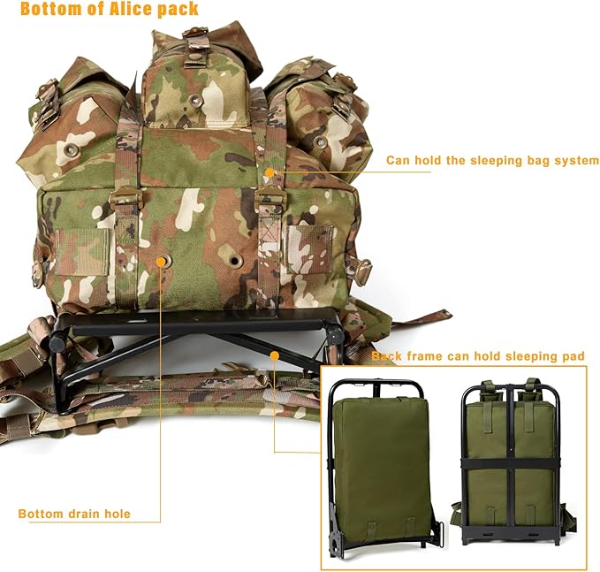 MT Military Alice Pack Medium Army Survival Combat ALICE Rucksack Backpack 50L OCP