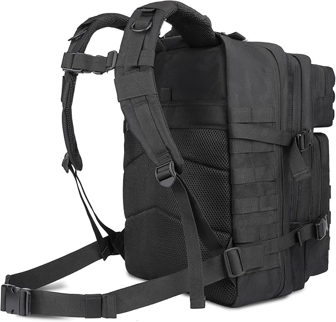 TOMSHOO 45L Military Tactical Backpacks Large MOLLE 3 Day Assault Pack for Men And Women Outdoor Hiking Hunting Camping (Black)