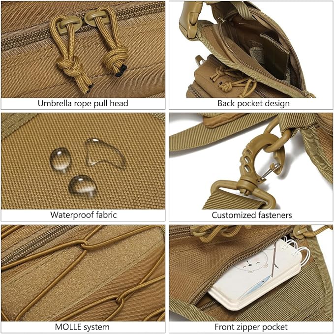 Tactical Shoulder Sling Bag Outdoor Military Small Crossbody Chest Pack Sling Daypack for Men Traveling Trekking Camping Fishing (Jungle Digital)