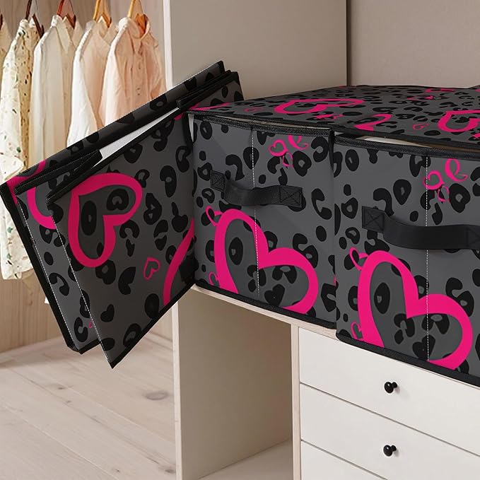 Stackable Storage Bins with LidsCloset Organizers Fabric Box for Home and OfficeBlanket Clothes OrganizersUnder Bed Storage Containers 3 Pack.