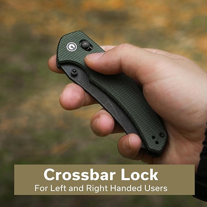 CIVIVI Sixgill Folding Pocket Knife for EDC 3.41'' Nitro-V Blade Micarta Handle Deep Carry Reversible Clip Gift for Men Women C24050-3 (Green)