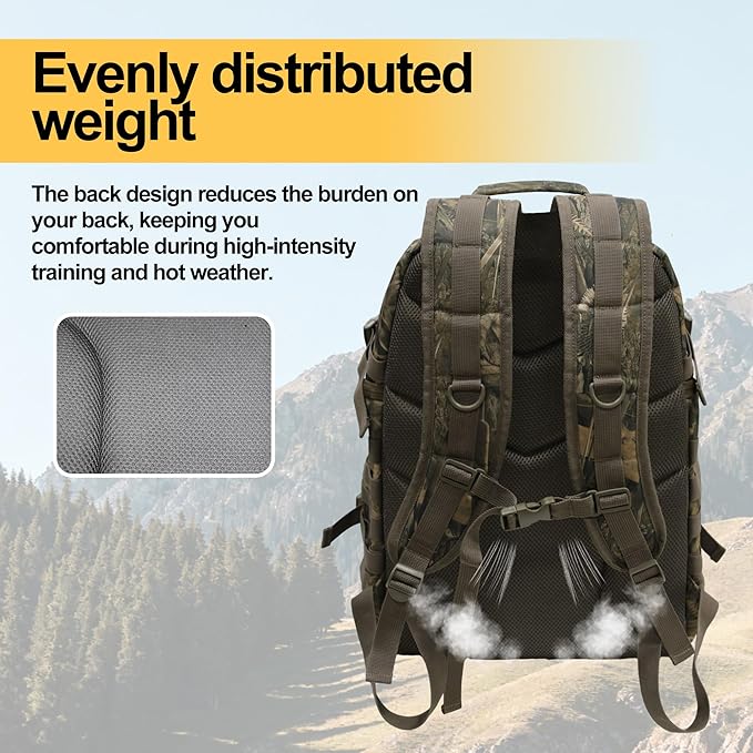 Tactical Hunting Back pack for MenMilitary Molle BackpackAssault Pack37L EDC Hiking &amp Motorcycle Backpack (Aquatic Camouflage)