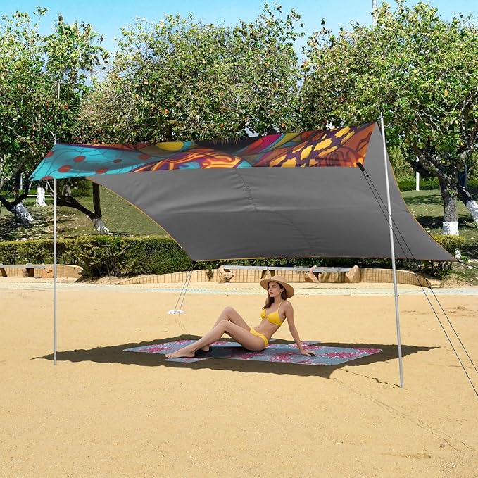 ALAZA Beautiful Black Woman Portrait with African Features Beach Tent Sun Shelter Portable Canopy Sunshade for Outdoor Camping Picnics Backyard Fun 10x9 ft