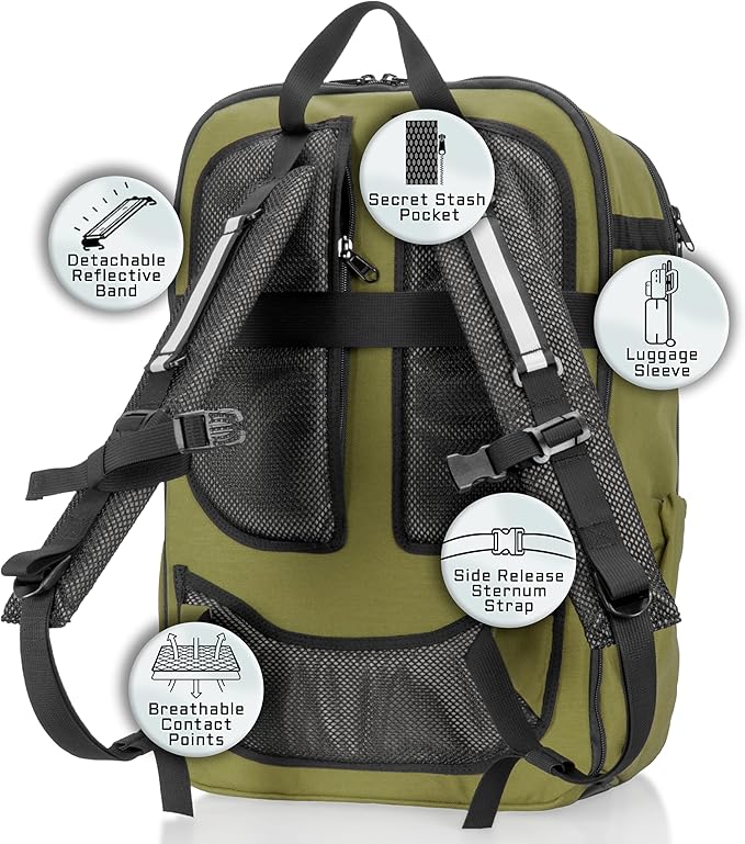 Xtreme Sight Line ~ Large Backpack ~ 16 Laptop Backpack with Removable Faraday Sleeve ~ Heavy-Duty Foam Padded &amp Multiple Large Compartments ~ 1000D Nylon/Spacer Mesh ~ OD Green