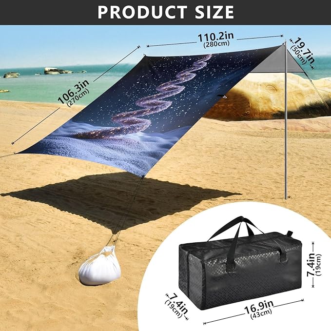 ALAZA Purple Twisted Christmas Tree Beach Tent Sun Shelter Portable Canopy Sunshade for Outdoor Camping Picnics Backyard Fun 10x9 ft
