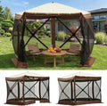 Overmont Pop up Gazebo Screen Tent - Large Instant Screen House Tent with Netting Removable Wind Cloths Full Open Door Skylight - Portable Outdoor Screened Shelter for Camping Backyard Patio Parties