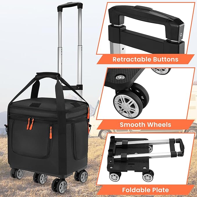 Carrying Bag with Wheels Compatible with Jackery Explorer 1000 V2 Soft Portable Power Station Storage Case Powerstation Roller Bag with Wheels and Side Zipper Multi-Pocket Shoulder Strap