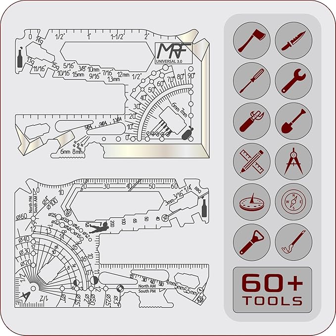 Universal 3.0 – 60+ Tools Credit Card Multitool with Knife – 440C Stainless Steel Wallet Multi Tool with Ruler Can &amp Bottle Opener for EDC Repairs &amp Outdoors | Combat Tested