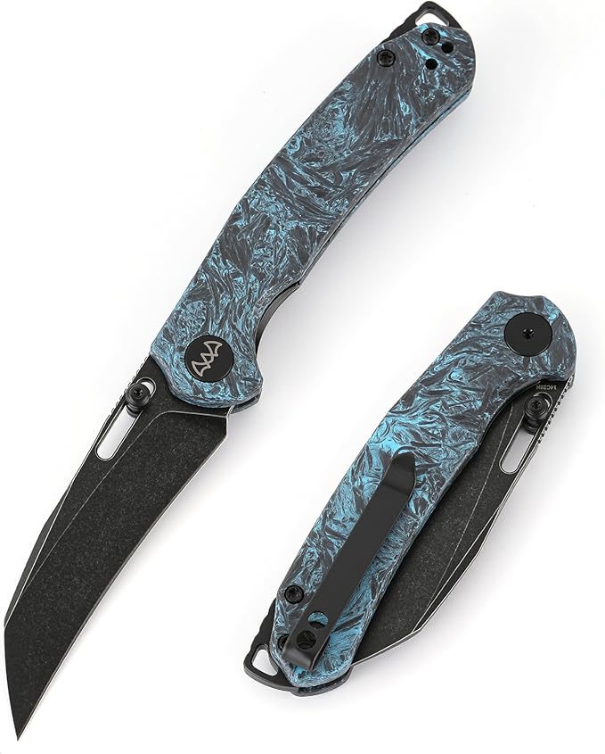 Folding Pocket Knife 3.1 Stonewash Blade EDC Knife with Safety Liner Lock Small Pocket Knife with Clip for Men Sharp Camping Hiking Hunting Survival Knives