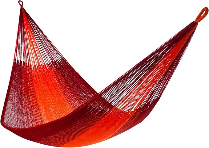 Handwoven Hammock by Yellow Leaf Hammocks - Family Size Fits 2+ PPL 550lb max - Weathersafe Super Strong Easy to Hang Ultra Soft Artisan Made - Color: Red - Orange