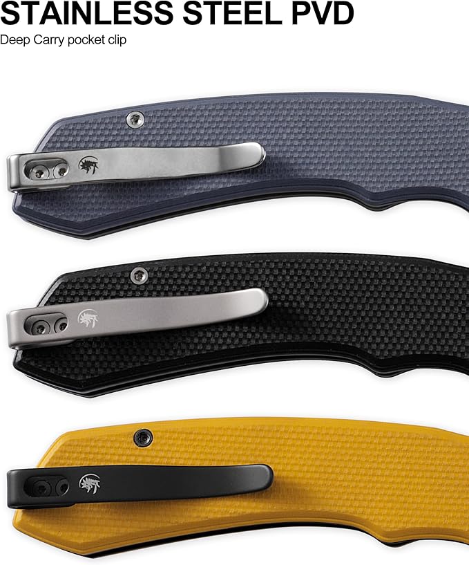 Petrified fish PFP12 WaterSpout Folding Knife3.54 14C28N Steel Blade G10 Handle Folding Pocket Knife for Camping EDC Outdoor (Black Black Stonewashed)