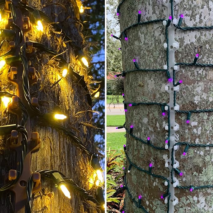 TREE-Z Wrap — Tree &amp Post Light Wrapping Tool for String Lights — Uniform Spacing Staple-Free Install (Brown 15-Pack)