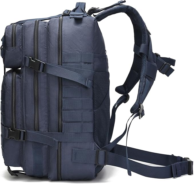 Tactical Backpack for Men 45L Military Gym Backpacks Large 3-Day Assault Pack Bug Out Bag MOLLE Daypack for Rucking Fishing Camping (Blue Dark)