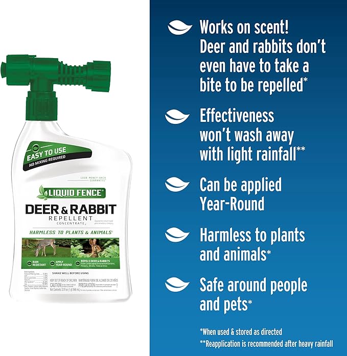 Liquid Fence Deer And Rabbit Repellent Concentrate Hose-End Sprayer 32 Ounces 6 Pack