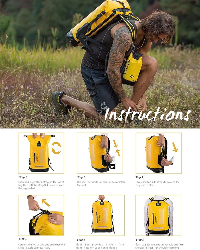 IDRYBAG Waterproof Backpack for Men 20L/30L/40L Floating Dry Bag Kayak Dry Backpack Hiking