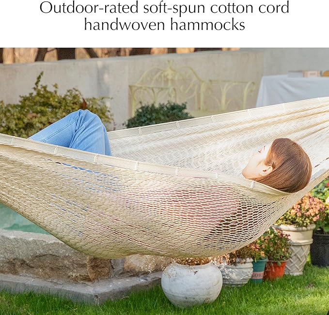 PNAEUT Family Mayan Rope Hammocks for Outside (Nature XX-Large)