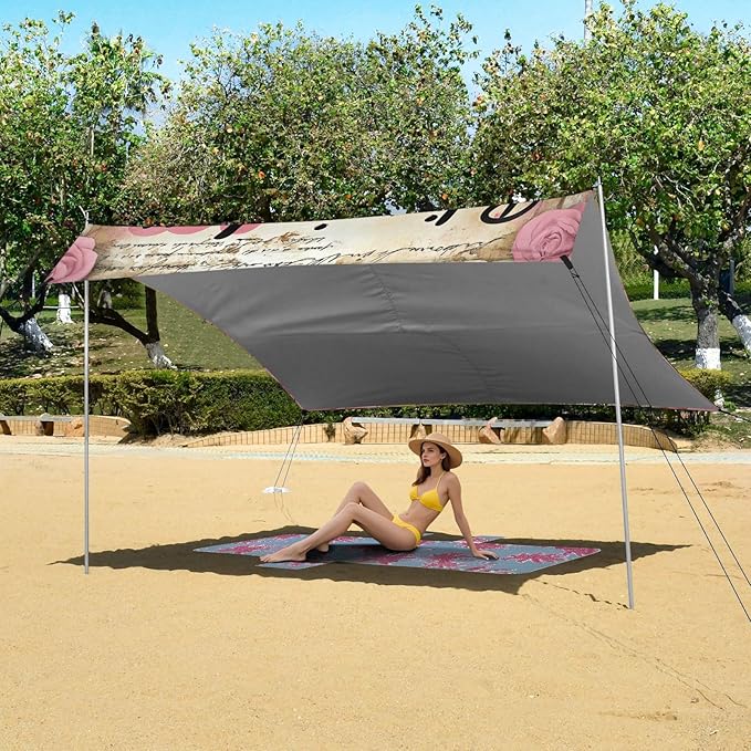 ALAZA Cute Shih Tzu Puppy Dog Beach Tent Sun Shelter UPF50+ Protection Beach Shade Canopy w/ 4 Sandbags for Outdoor Camping Fishing Backyard Fun Picnic 10x9 ft