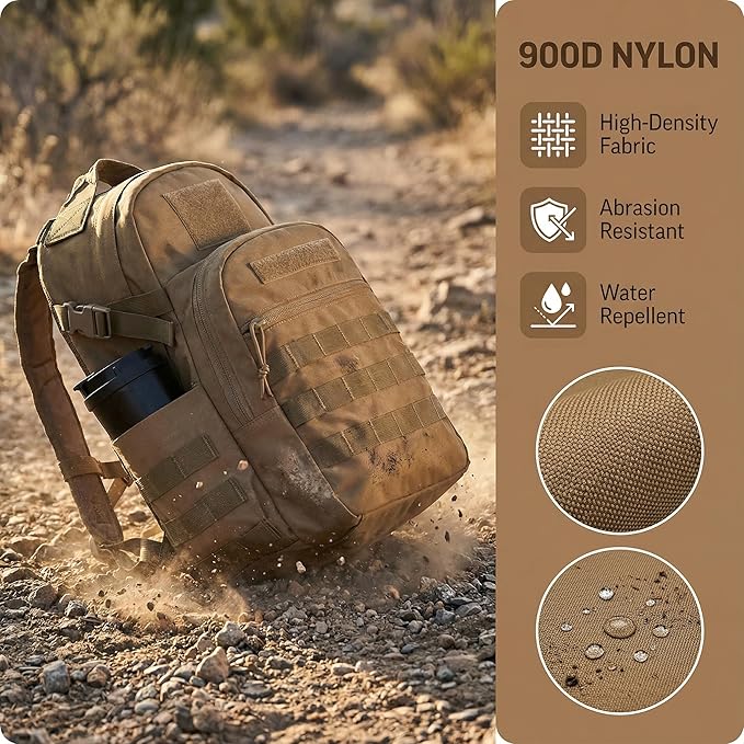 Miramrax Tactical Backpack for Men Military Backpacks with Holster Army 3 Days Assault Pack Bug Out Bag for Hiking Camping (Coyote)