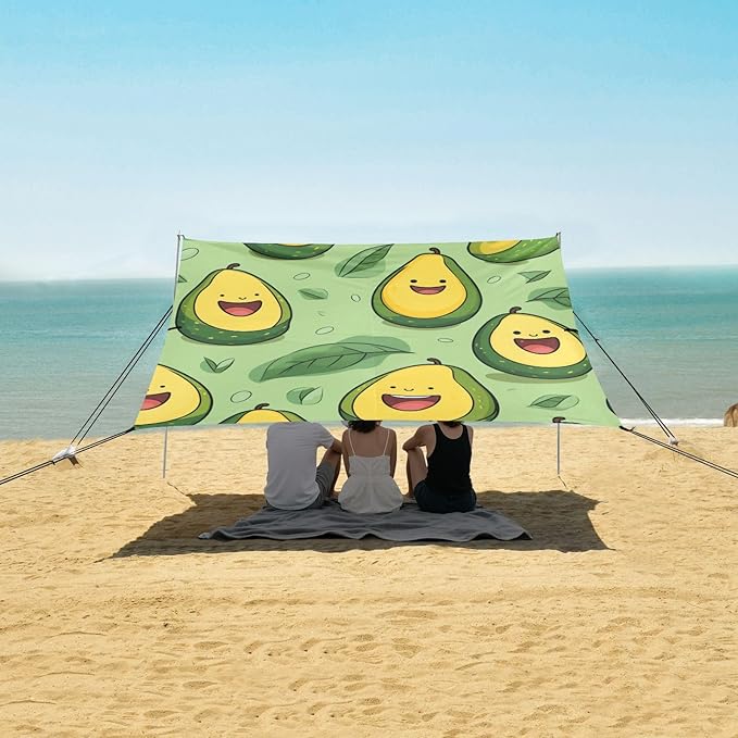 ALAZA Funny Avocado Beach Tent Sun Shelter Portable Canopy Sunshade for Outdoor Camping Picnics Backyard Fun 10x9 ft