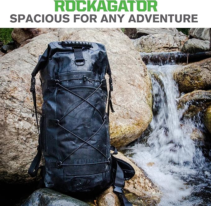 Rockagator Kanarra 90L Waterproof Backpack for Camping Hiking Mountaineering Backpacking Hunting Fishing Canoeing Outdoor Activities The Wet Outdoors - Large Capacity Roll Top Closure Orange