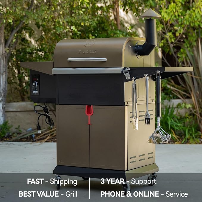 Z GRILLS 8-in-1 Outdoor BBQ Grill with PID 3.0 Controller Wood Pellet Smoker Auto Temperature Control Huge Storage Cabinet Side Shelf with Tool Hooks 572 sq in Cooking Area for Camping Party