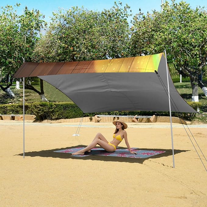 xigua St. Patrick's Day Beach Tent Sun Shelter with Carrying Bag - Silver Coated Oxford Fabric Beach Canopy for Beach Camping Fishing - Includes Windproof Ropes Sandbags &amp Stakes