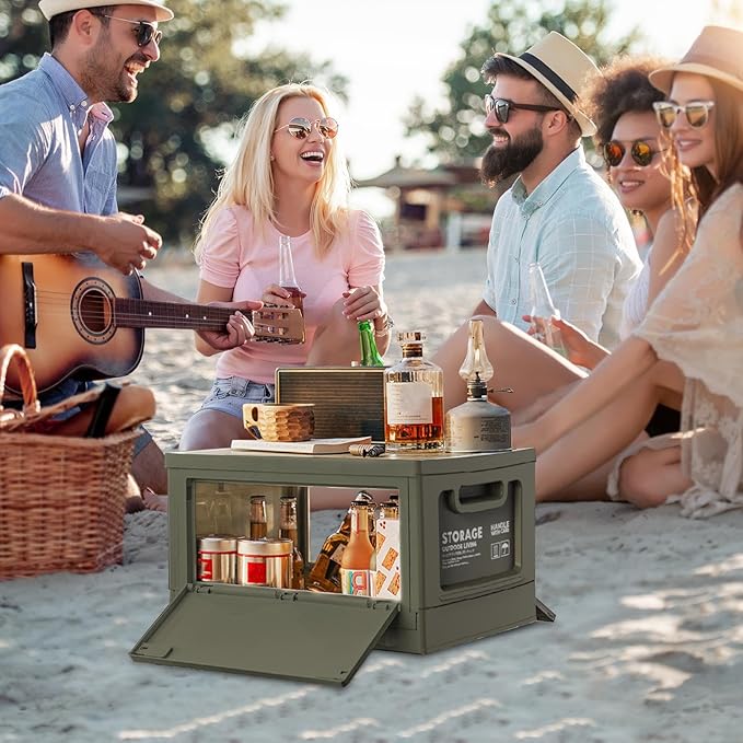 Sportsman Trunk Heavy-Duty Containers for Camping Large Capacity Storage Bins with Lids Stackable Storage Bins Space-Saving Camping Chuck Box Weather Proof Storages Container for Travel