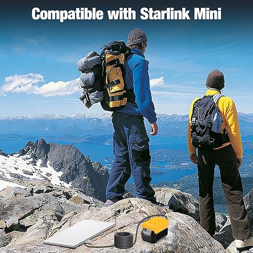 Starlink Mini Battery Adapter Compatible with De-Walt 20V Lithium ion Battery Starlink Mini Power Cable 3.2FT 18AWG Cord DC Power Cable Waterproof Portable for Car Camp Travel Ship