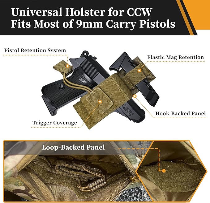 CCW Sling Bag for Concealed Carry Tactical Crossbody Sling Bag with Quick Access Compartment Low Profile Shoulder Chest Bag for Men &amp Women