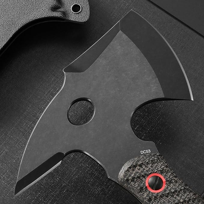 C1342 Camping AxesDC53 Steel Blade Micarta Handle Chopping Axe Bushcraft Camping Axes Survival Hatchet Full Tang Axe for Hiking Hunting Camping Splitting Chopping Wood(Black)