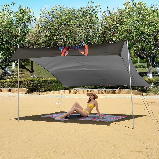 ALAZA Geometric Horse Beach Tent Sun Shelter UPF50+ Protection Beach Shade Canopy w/ 4 Sandbags for Outdoor Camping Fishing Backyard Fun Picnic 10x9 ft