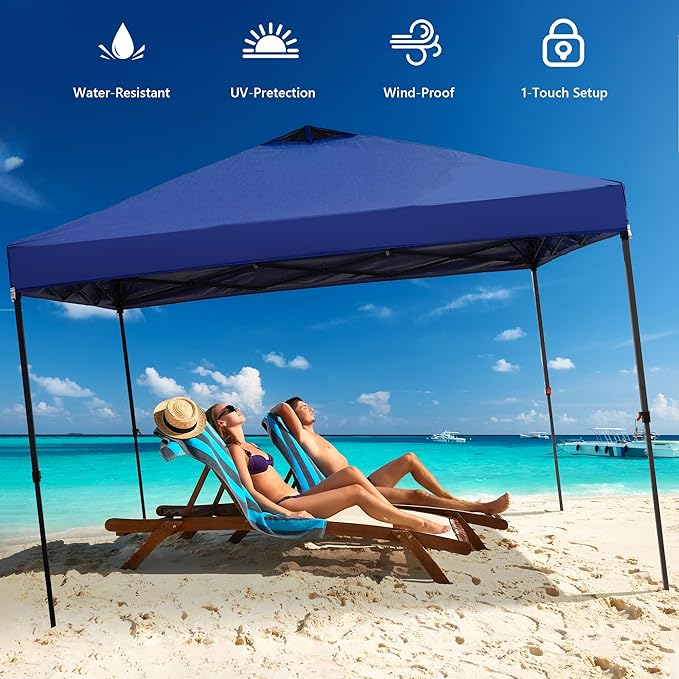 GDY 12x12 Pop Up Canopy Tent with 4 Sidewalls Easy Set up with One Push Lift Gazebo with Wheel Bag and4 SandbagsCarpas for Events PartiesCamping Navy Blue.